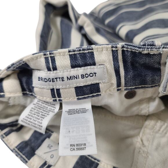 Lucky Brand Bridgette Mini Boot Blue White Striped Jeans Pants 25 - Picture 7 of 7